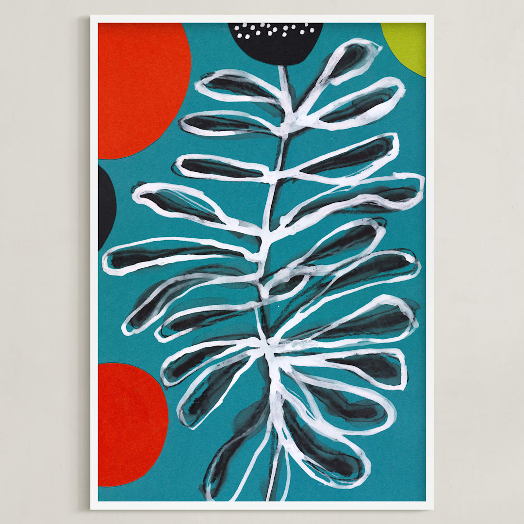 "Flower Dance" - Art Print in Sea Green by Deborah Velasquez - Framed