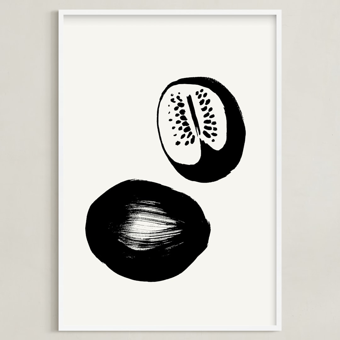 "Watermelons" - Art Print in Black on Off-white by Sonya Percival - Framed