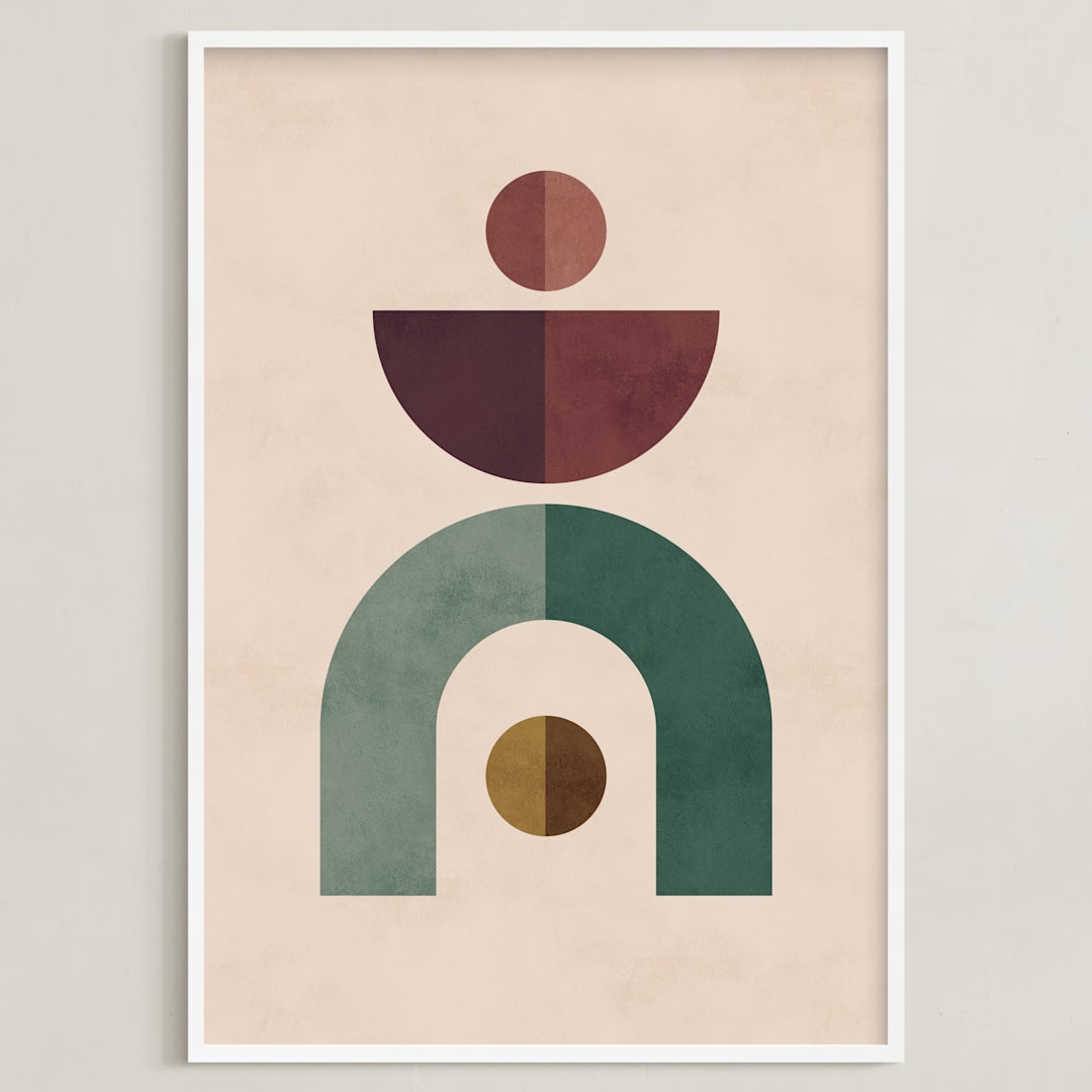 "Geometric 1" - Art Print in Emerald Green by Kelly Schmidt - Framed