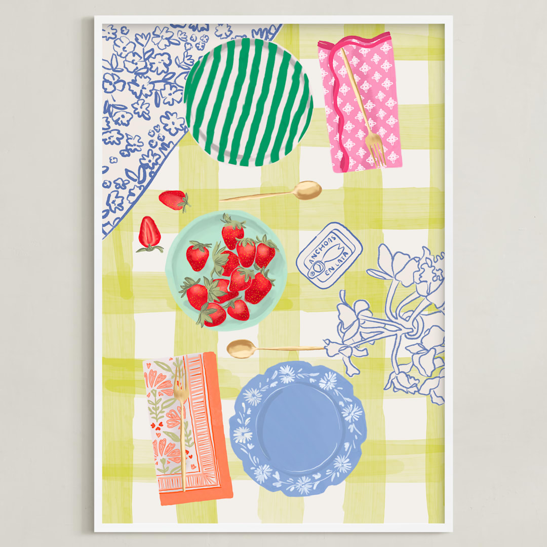 "Dinner For Two" - Art Print in Citrine by Mariana Suárez Pierre - Framed