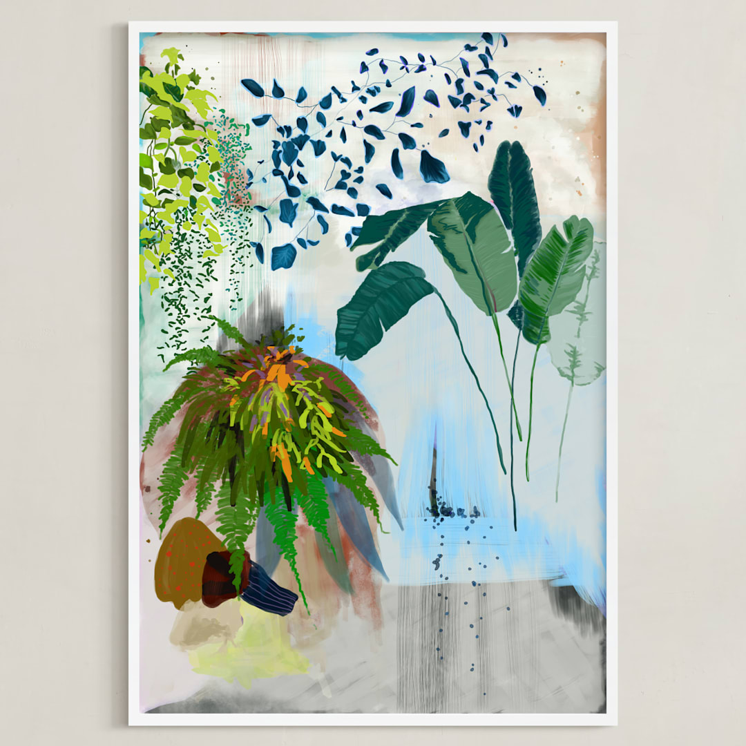 "A Composition of Plants" - Art Print in Blue Safari by Yanni Hui - Framed