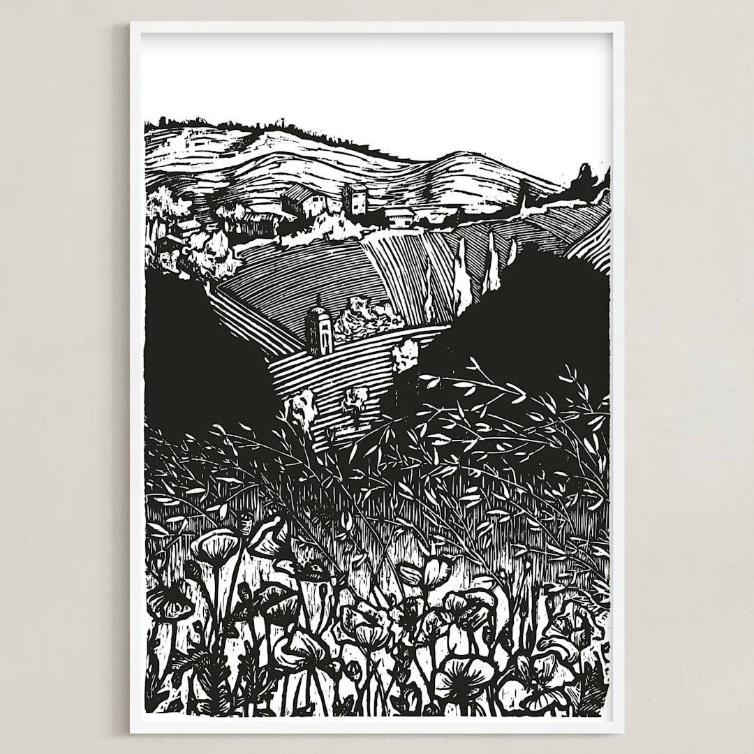 "La Torre" - Art Print in Noir by Liz Conley - Framed