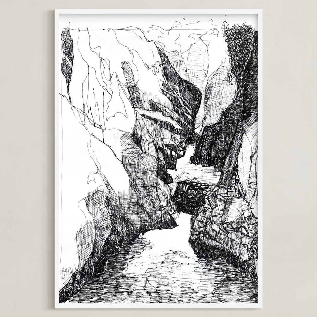 "Memories from Canada - Ravine" - Art Print in Black & White by Kathryn Neale Studio - Framed