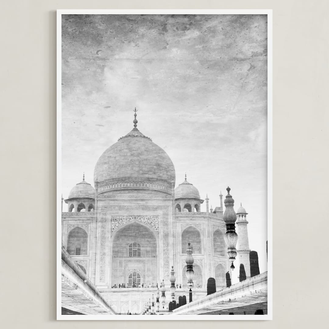 "Reflection of the Taj Mahal" - Art Print in Black and White by Heather Marie - Framed