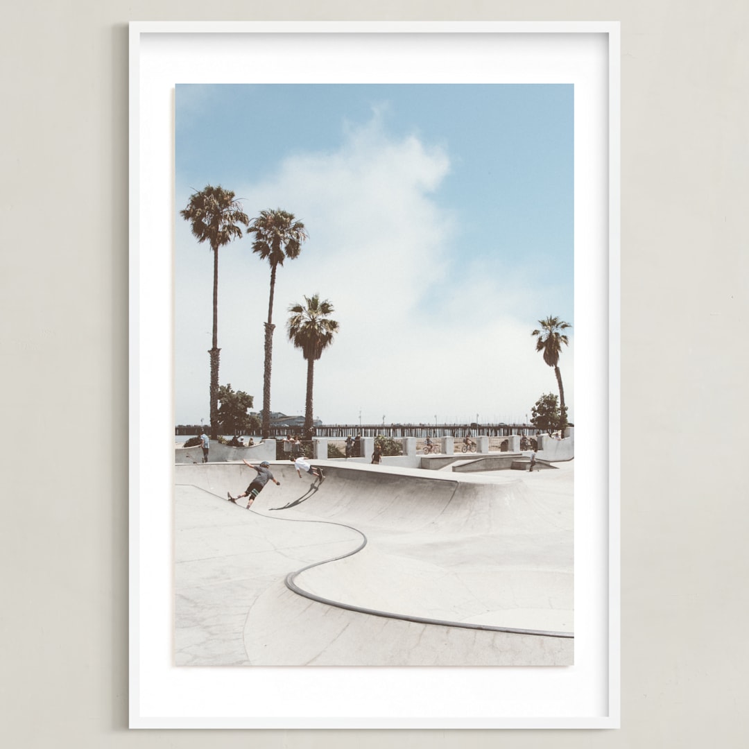"Santa Barbara Skate 2" - Art Print in color by Kamala Nahas - Framed