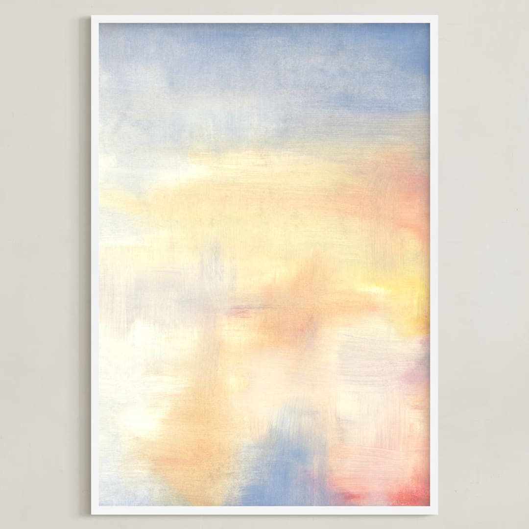 "Red Rising Sun 1" - Art Print in Morning Yellow by Susanne Kasielke - Framed
