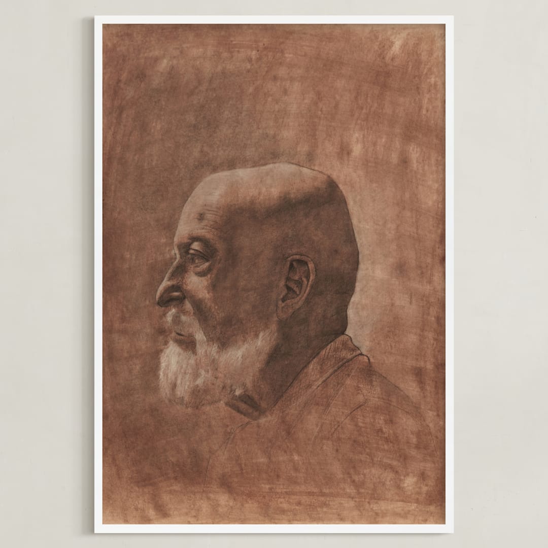 "Human One: Anton" - Art Print in Dark Coral by Colin Stuart - Framed