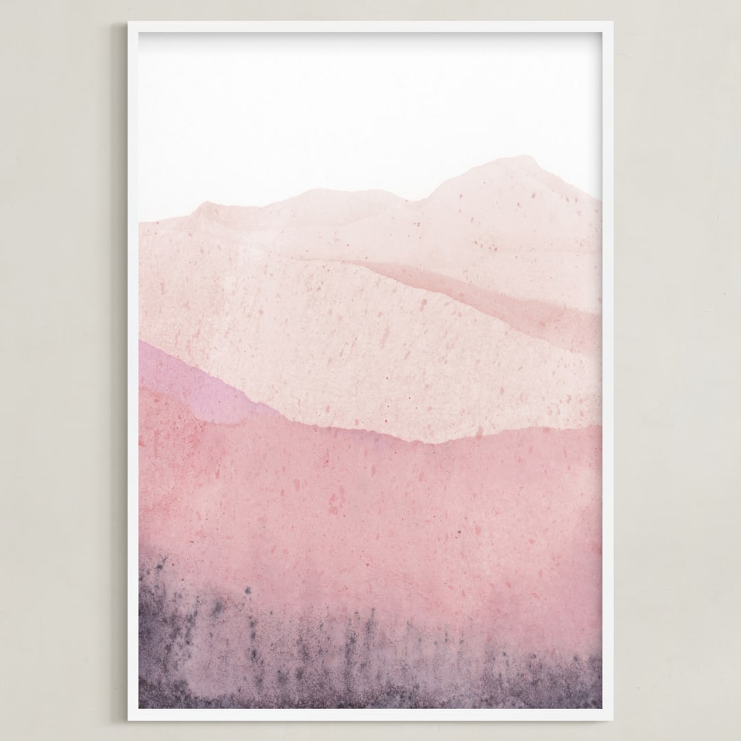 "Mountain Range" - Art Print in Beige Pink by Sadie Holden - Framed