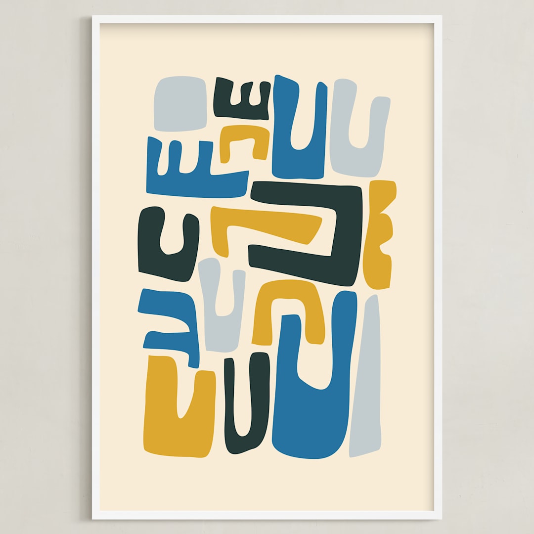 "Ocean Day" - Art Print in Ocean Blue by Beth Vassalo - Framed