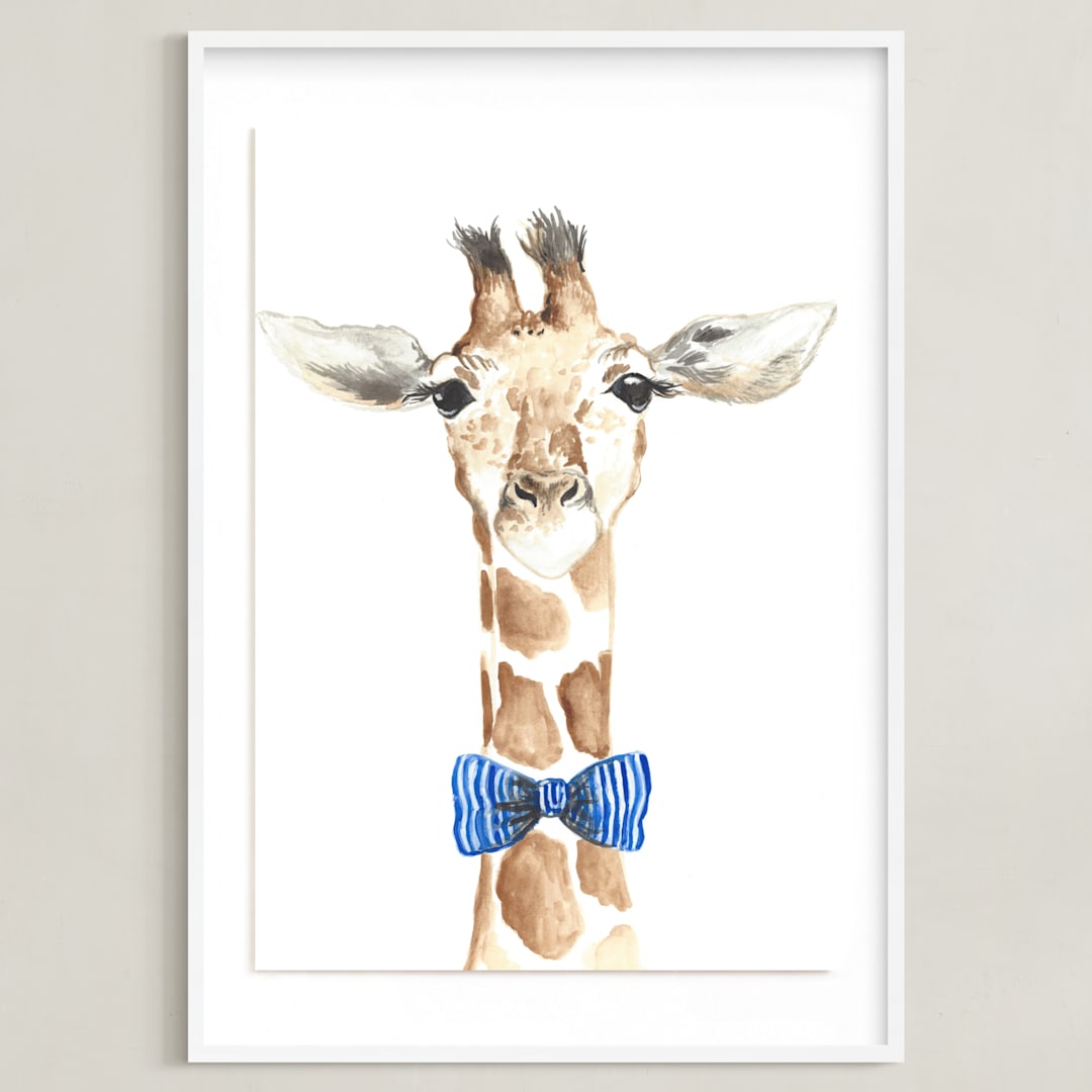 "Dapper Giraffe" - Art Print in Giraffe by Kristin Dills - Framed