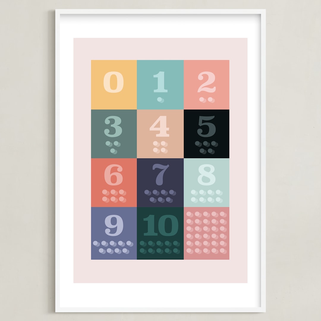 "1, 2 , 3, Oh I See! Count Along Numbers" - Art Print in Rainbow Sorbet by Karyna Amador Design - Framed