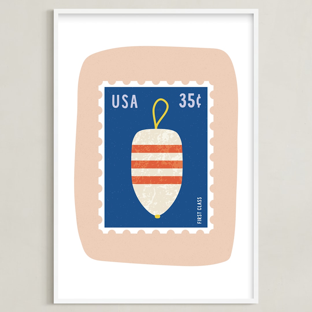"Oh Buoy" - Art Print in Blush by Nadia Hassan - Framed