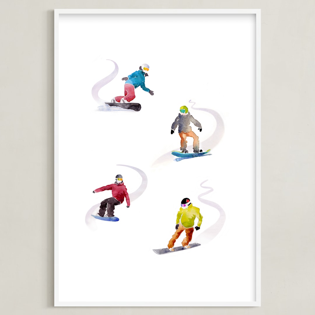 "The Boarders" - Art Print in Fresh Snow by Haley Mistler - Framed