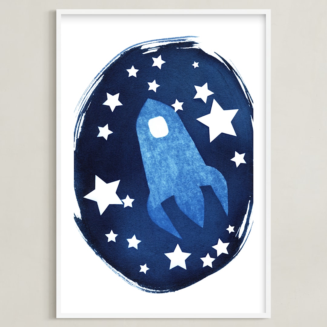 "To the stars and beyond" - Art Print in Prussian Blue by raven erebus - Framed
