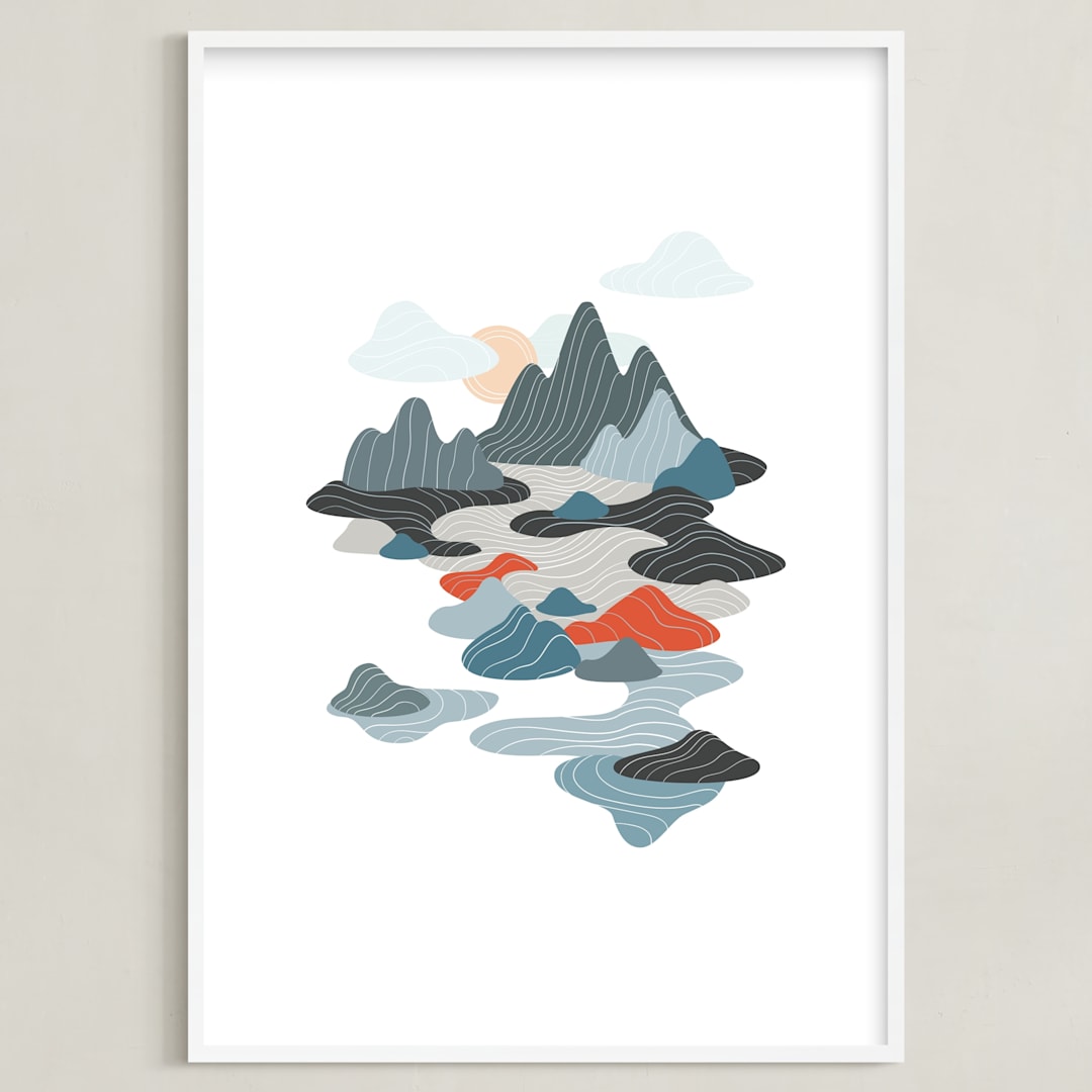 "sky valley" - Art Print in sky grey by so-mi - Framed