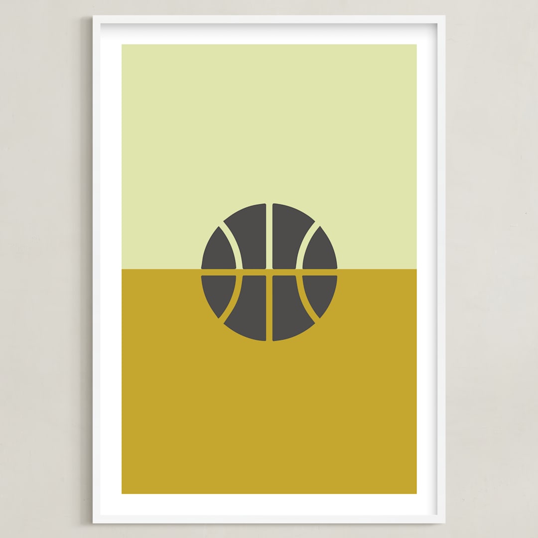 "3 Season Sport | Basketball" - Art Print in Mustard by pacifica project - Framed