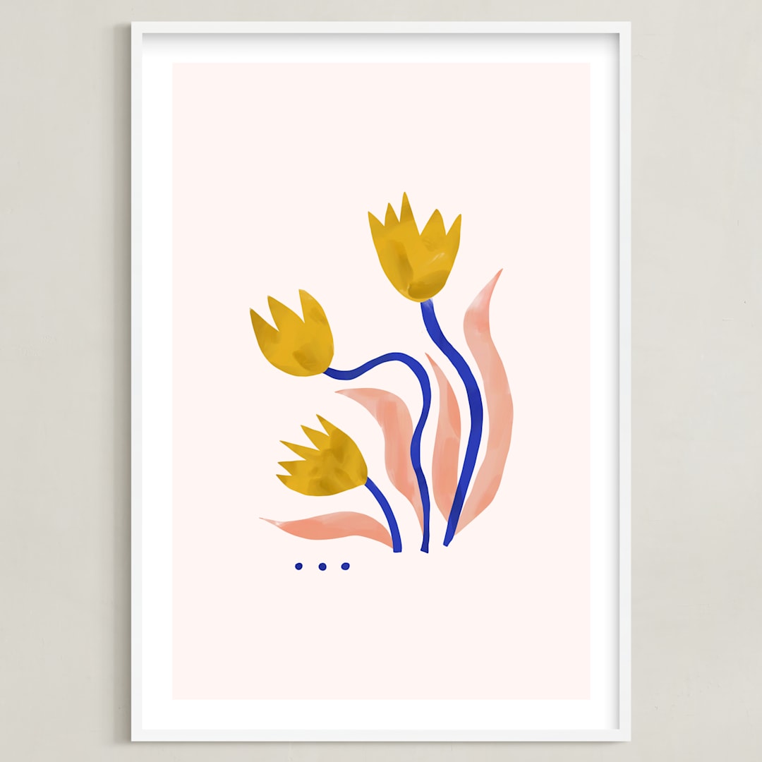 "A Flower For You, A Flower For Me III" - Art Print in Peony by Kayla King - Framed