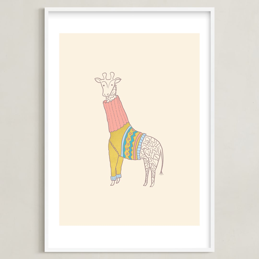 "Fiesta Turtle Neck" - Art Print in Tutti Fruiti by Meg Gleason - Framed