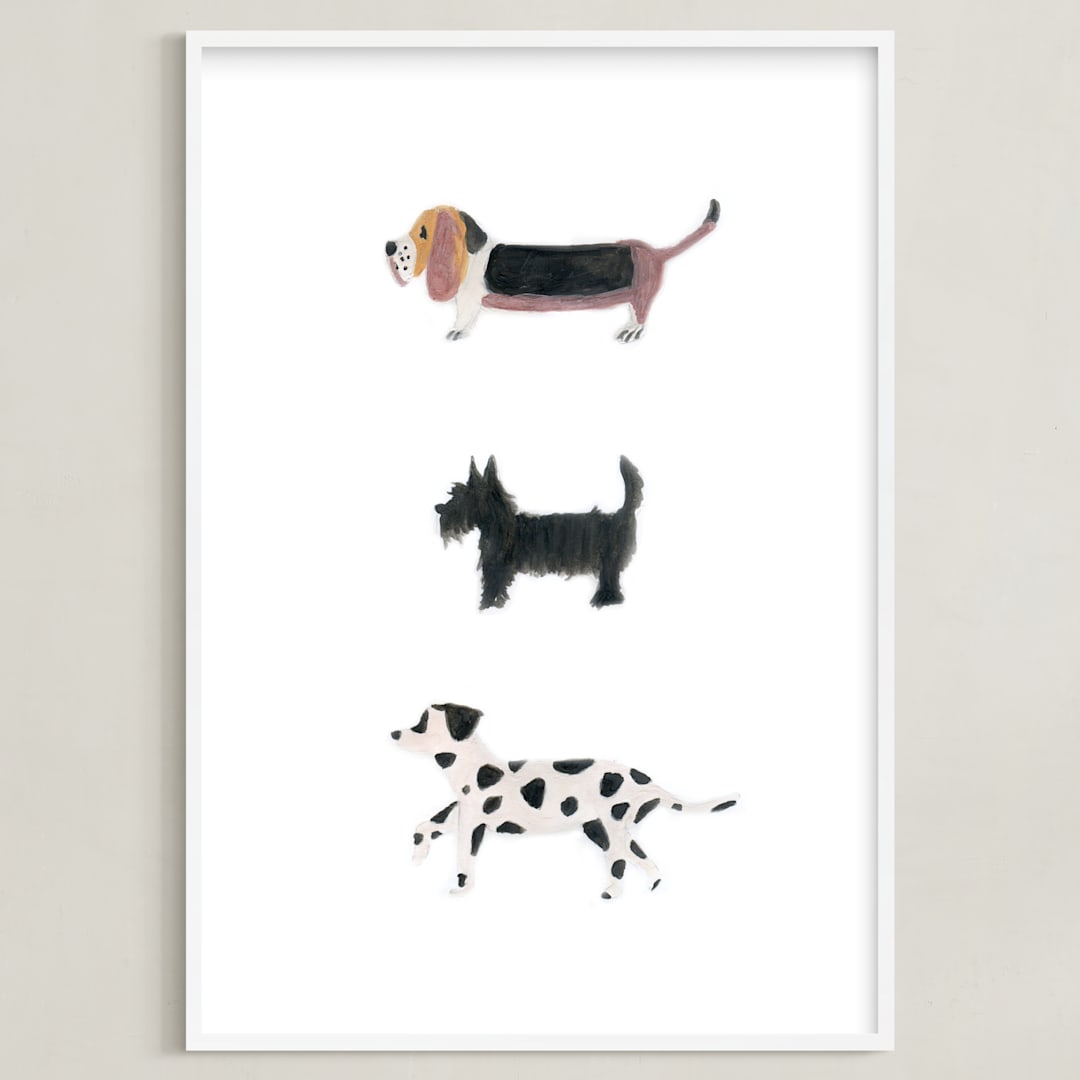 "it's a dog's world" - Art Print in clean white by Sheila Sunaryo - Framed