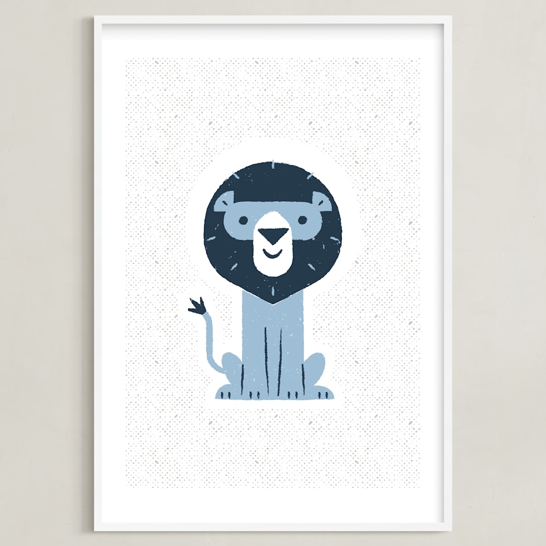 "mr LION" - Art Print in Raindrop by Bob Daly - Framed