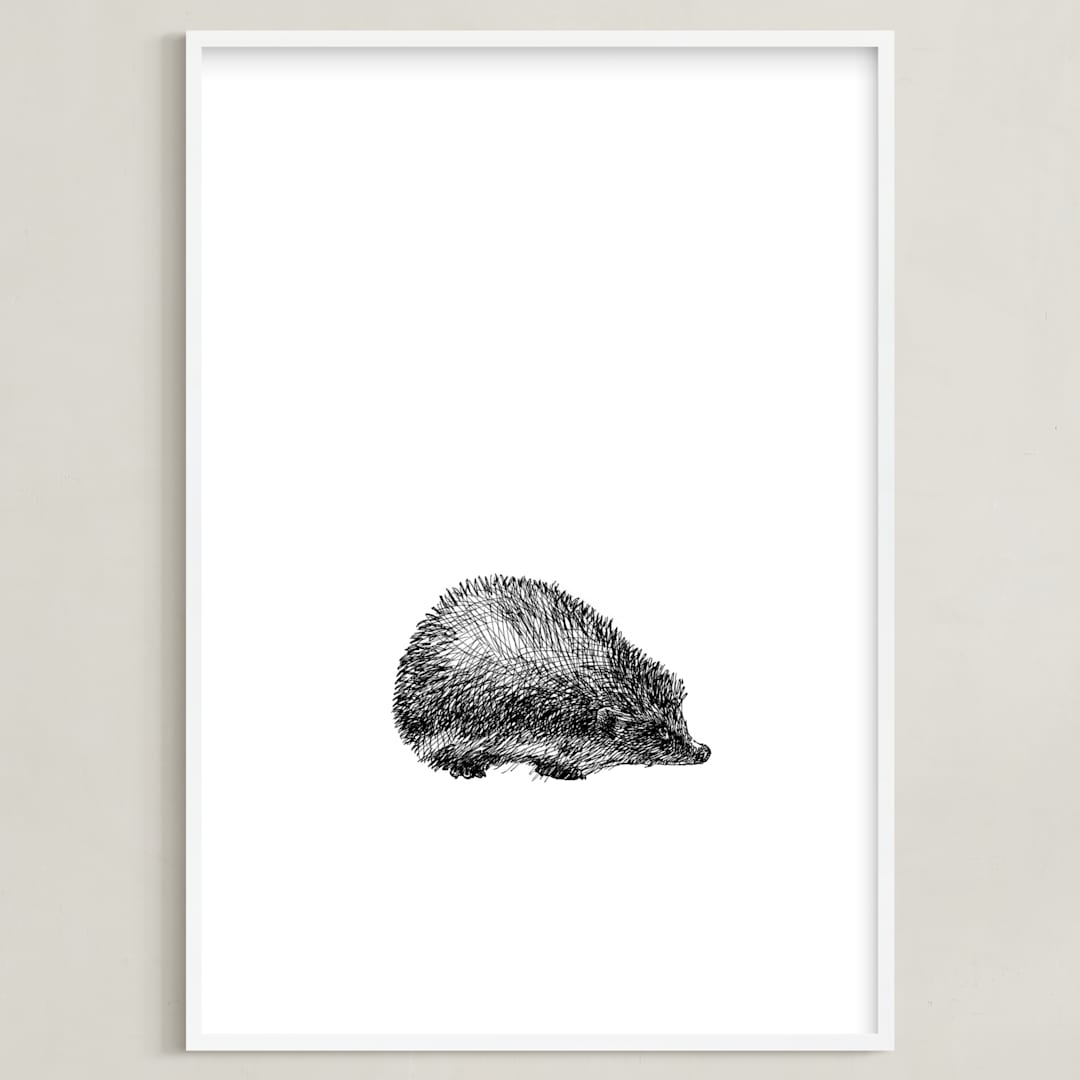 "pétit hérisson" - Art Print in Black by IMG_101 - Framed