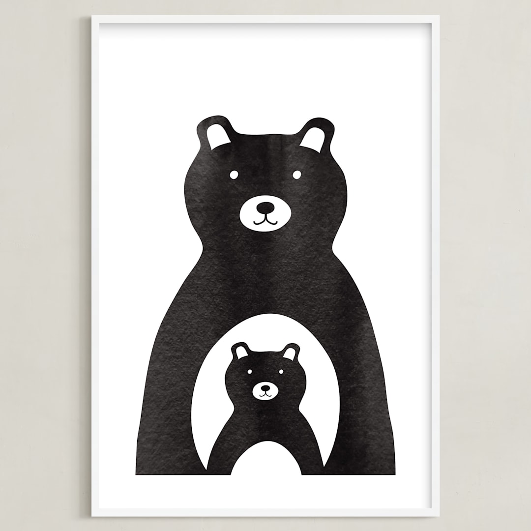 "Mama and Me" - Art Print in Coal by Lehan Veenker - Framed