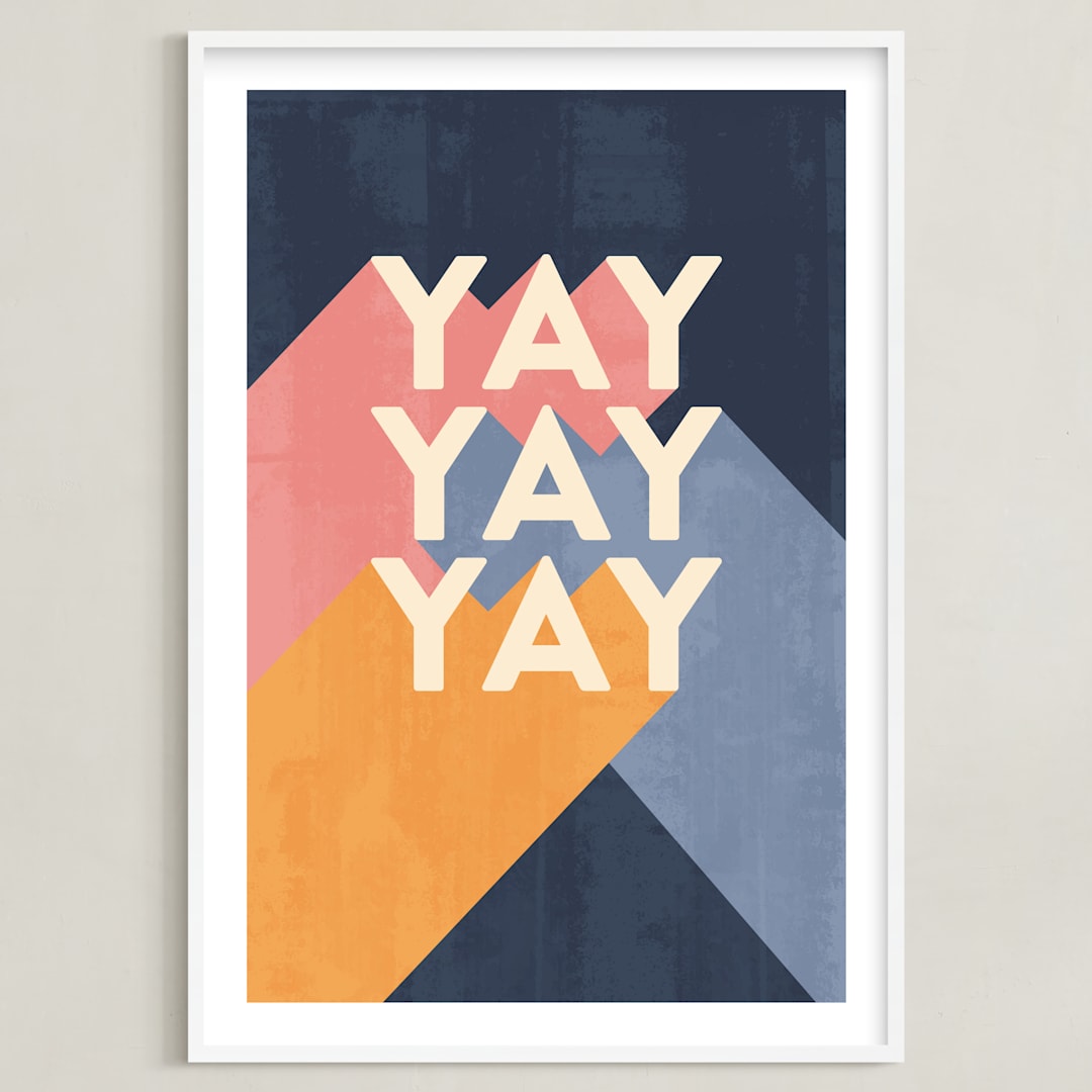 "Overjoyed" - Art Print in Navy by Sophie Owens - Framed