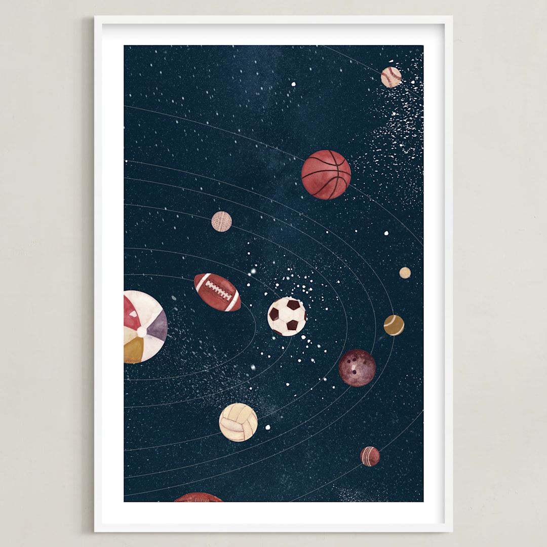 "Sports In Space" - Art Print in Space by Anna Joseph - Framed