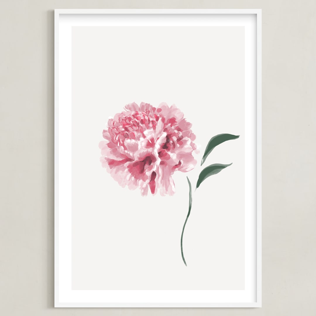 "Leaning In" - Art Print in Pretty Pink by Julie Cha - Framed
