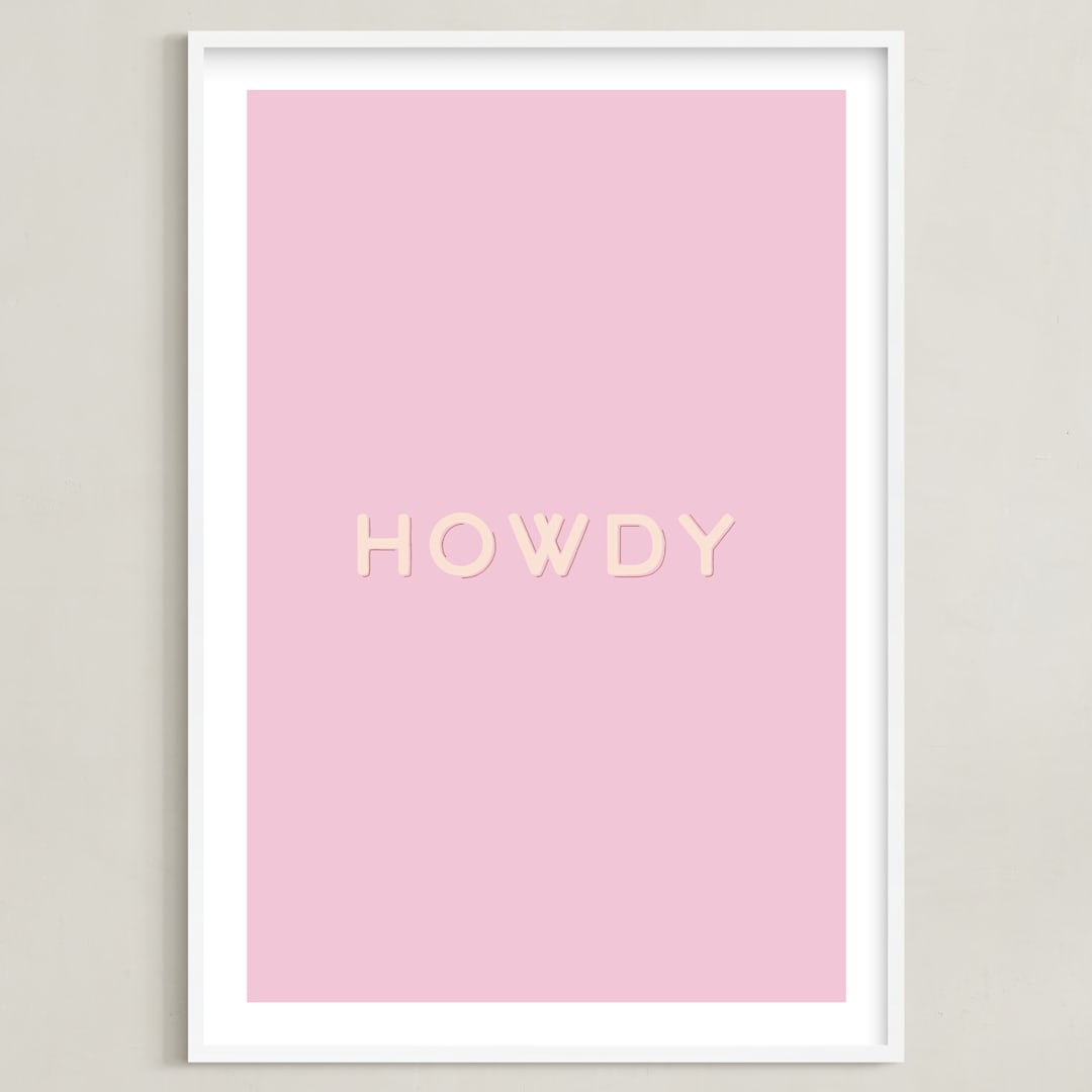 "Cowgirl II" - Art Print in Rose Petal Pink by Gwen - Framed