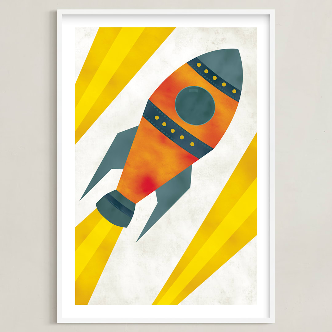 "Space to Explore I" - Art Print in Flare by Heather Schertzer - Framed
