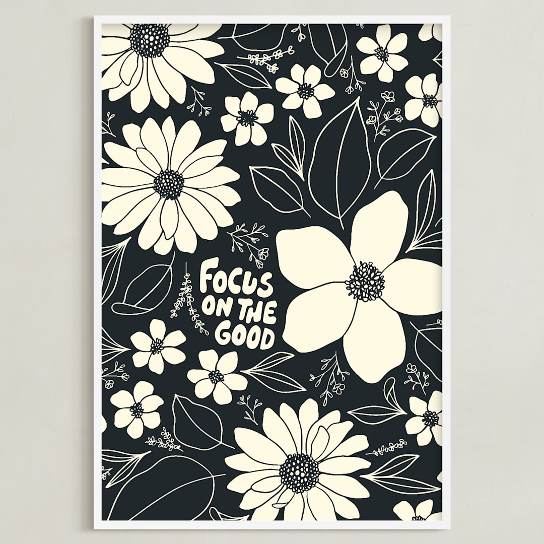 "Focus On The Good" - Art Print in Cracked Pepper by Rosa Veliky - Framed