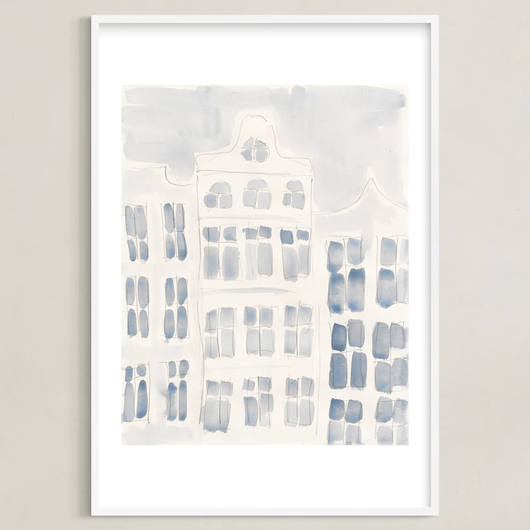 "skyscraper" - Art Print in White by Susanne Kasielke - Framed