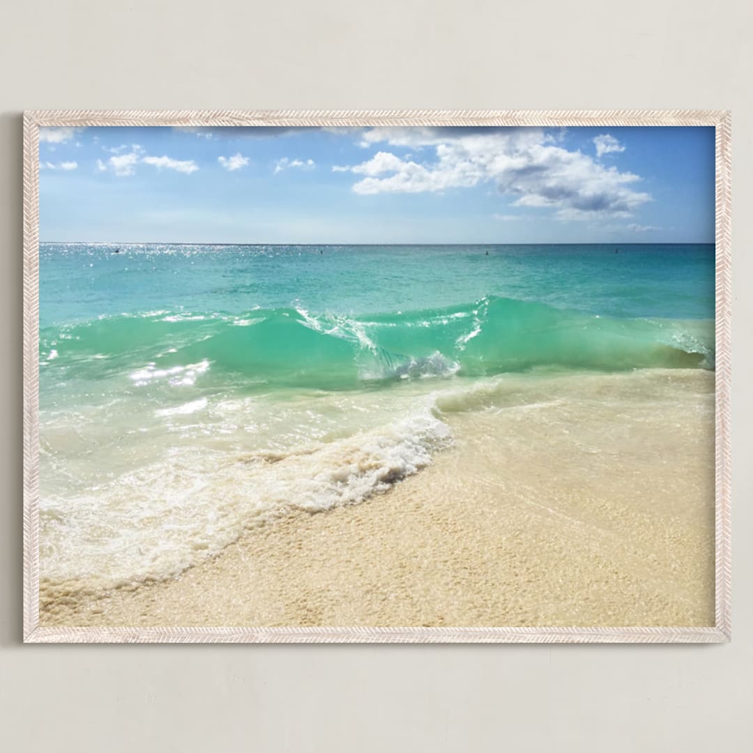 "A Splash of Green" - Art Print in Turquoise Blue by Carole Crohan - CaroleeXpressions - Framed