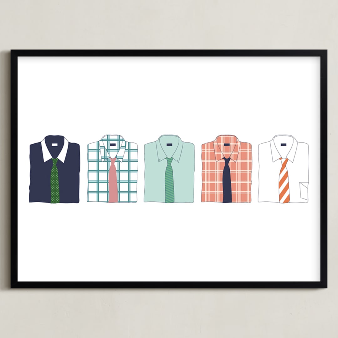 "Those Stylish Men" - Art Print in Mint by Dana Beckwith - Framed