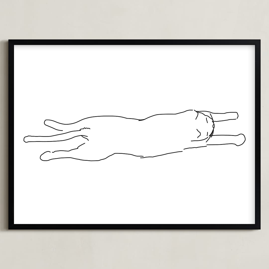 "Sleepy Kitty" - Art Print in White by Tyler Tea - Framed