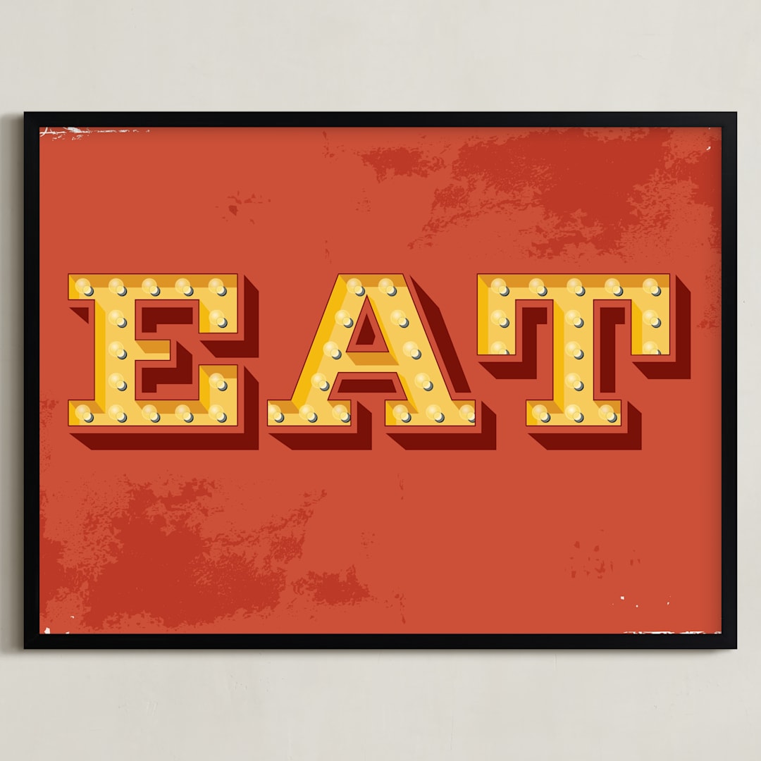 "EAT" - Art Print in Bisque by Rochelle Renee - Framed