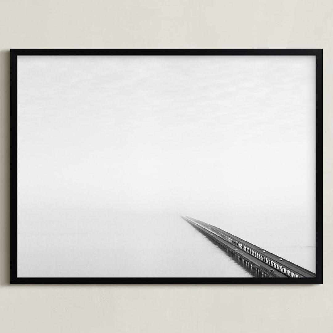 "Never-Ending Bridge" - Art Print in Grey Shades by Marker Girl - Framed