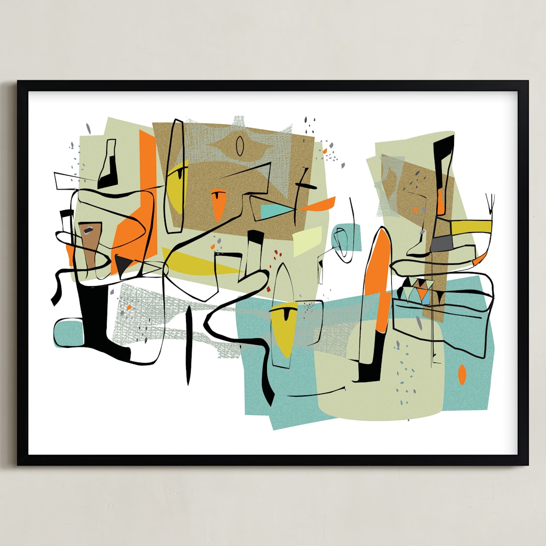 "fairview 1954" - Art Print in seafoam green by edwin wade - Framed
