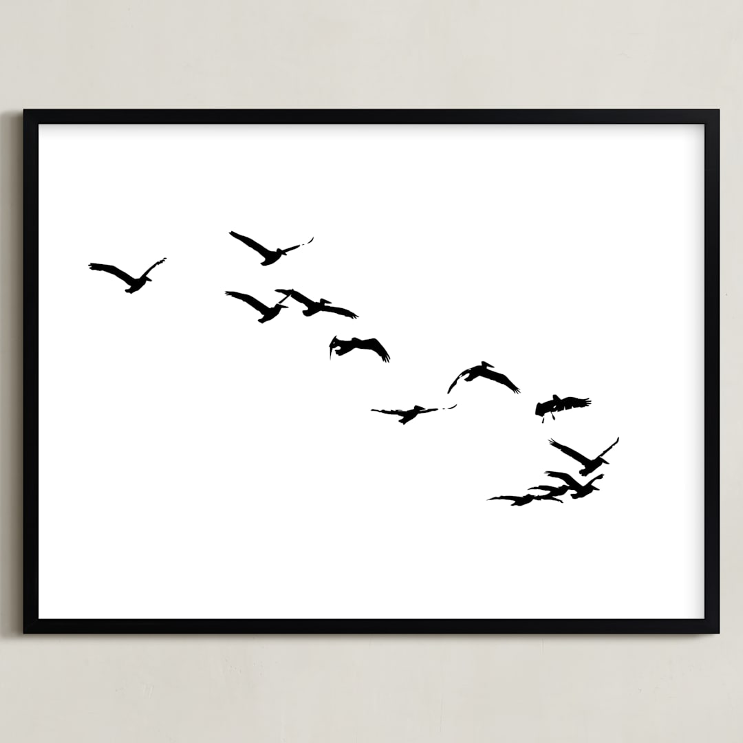 "Landing" - Art Print in Black & White by Neeta Sawhney - Framed