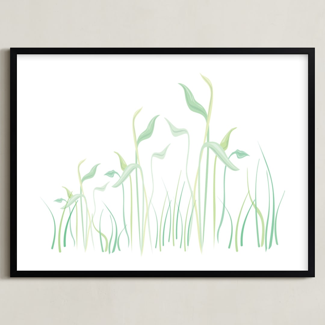 "Whispers" - Art Print in Light green by Katrina Leandro - Framed