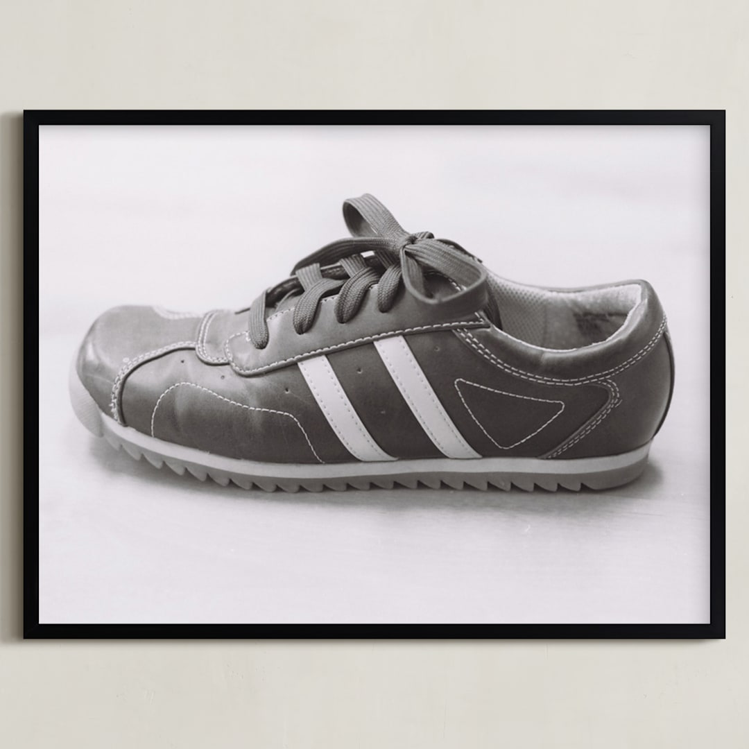 "Sylvie's Shoe" - Art Print in Black & White by Meagan Christensen - Framed