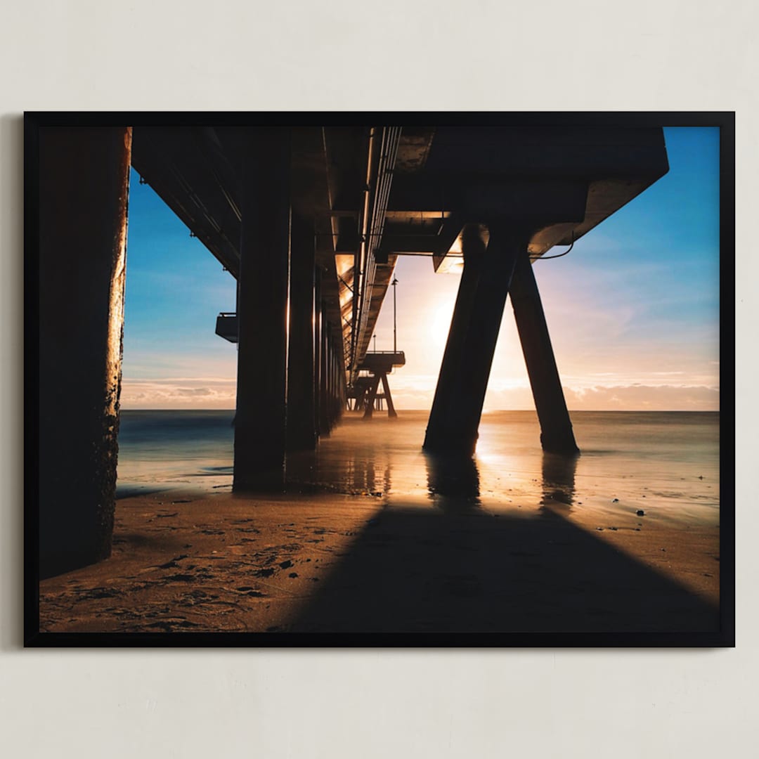 "Venice Beach Rays" - Art Print in Bright Blue by Christian Florin - Framed