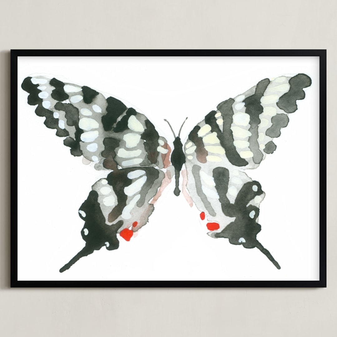 "Zebra Swallowtail" - Art Print in ebony by Betty Hatchett - Framed