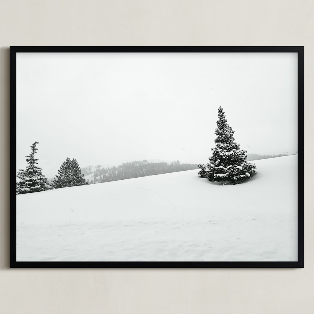 "Trees in the Snow" - Art Print in Crow Black by Nicole Simms - Framed