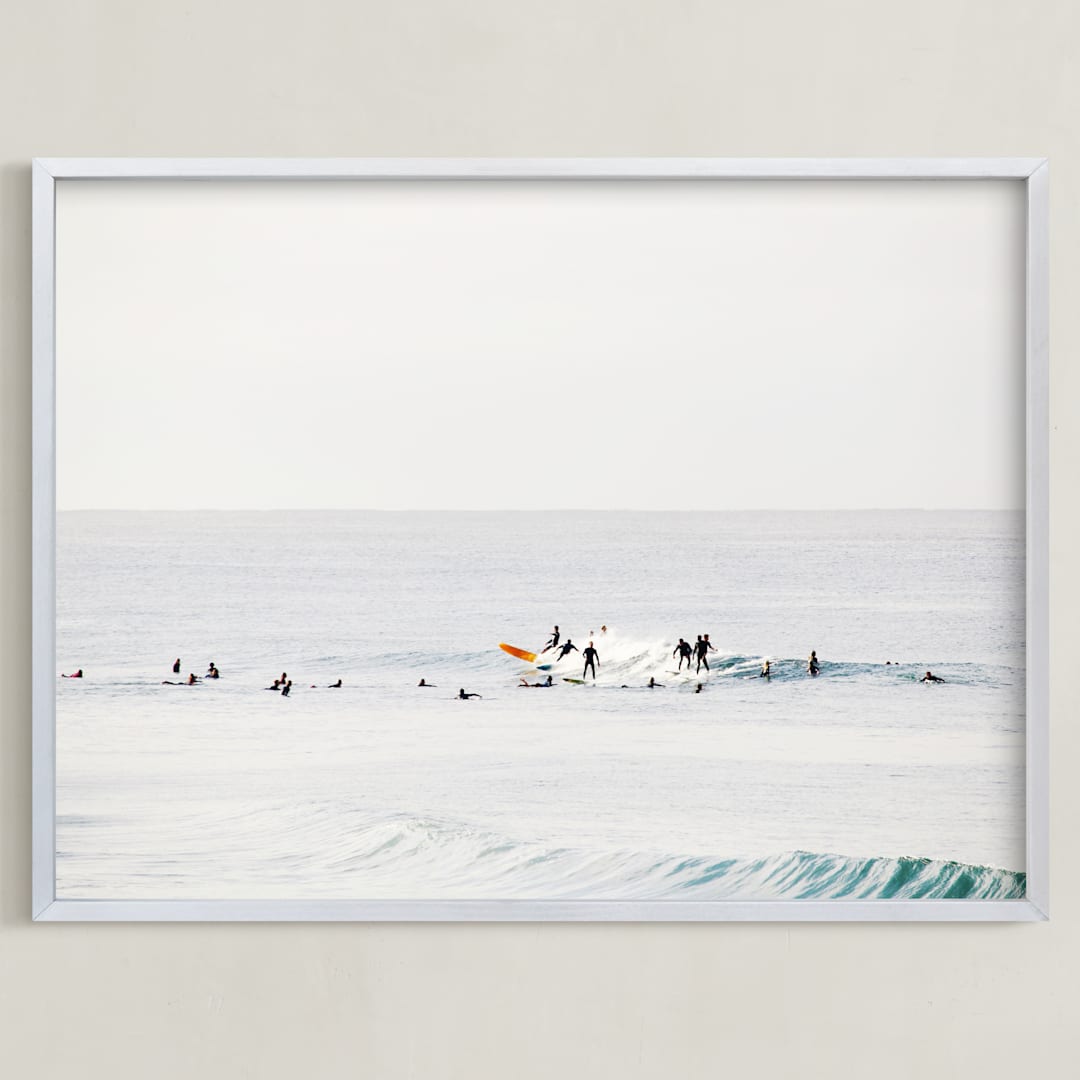 "Come On Baby Kick Them Daisies" - Art Print in Surfing Blues by Summer Strauch - Framed