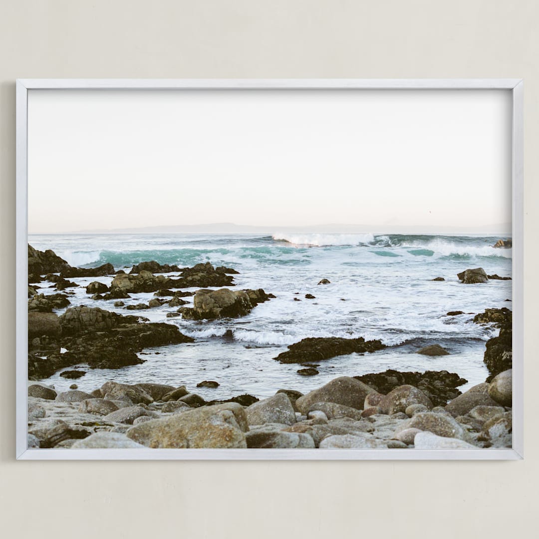 "Rocky Coast" - Art Print in aqua blue by Janel Galvez - Framed