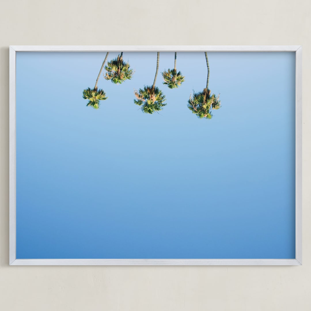 "Upside" - Art Print in Sky Blue by Kitty Seeber - Framed