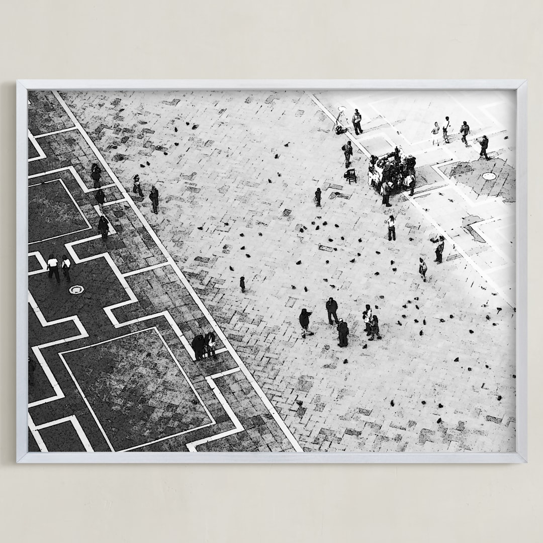 "Scoring through" - Art Print in stone ivory by Van Tsao - Framed