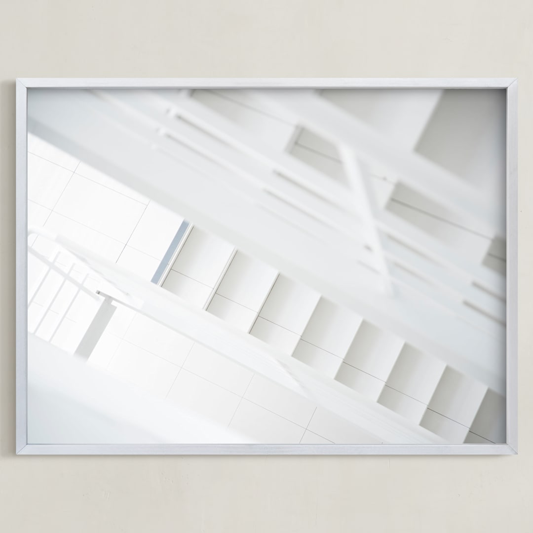 "Bright Stairway" - Art Print in White by Ilze Lucero - Framed